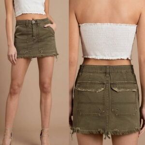 Free People Olive Mini Skirt